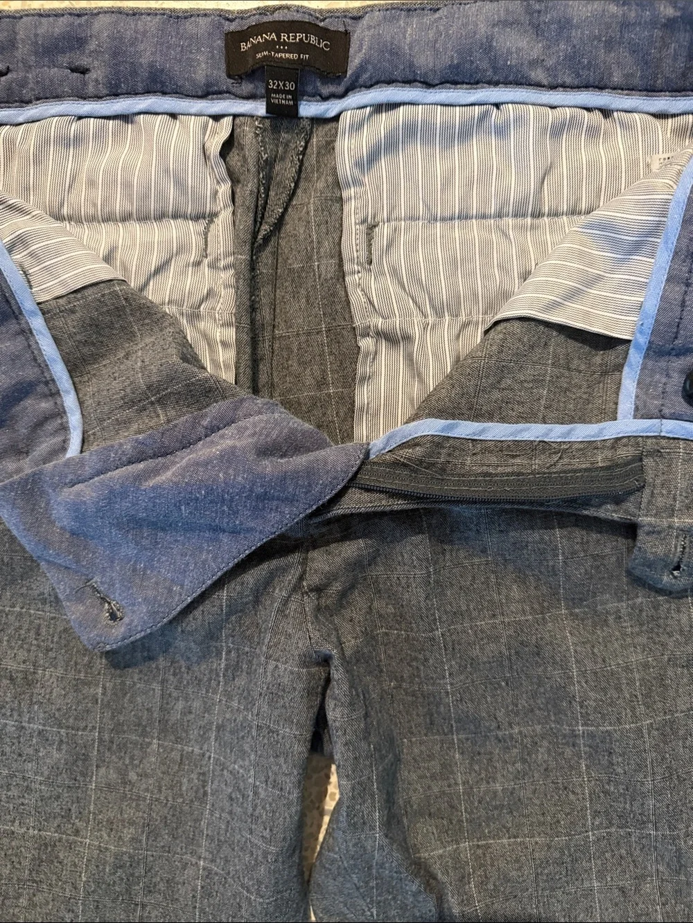 Banana Republic Tab Over Slim Tapered Fit Gray Men's Dress Pants 32 x 26